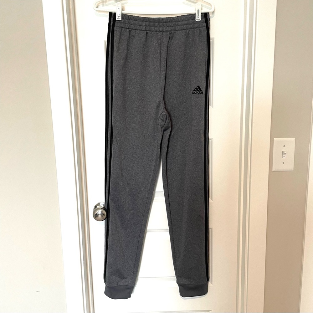 Adidas Boys Size XL 18/20 Track Jacket Pants Gray Black Stripes - Picture 3 of 4